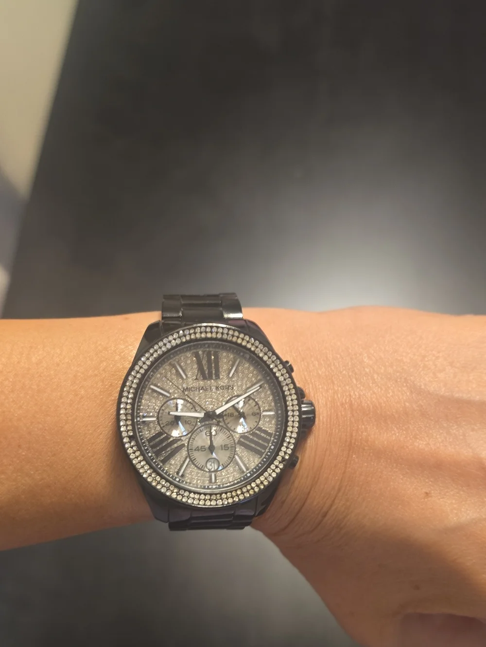 Michael Kors Black Crystal-Trim Chronograph Watch